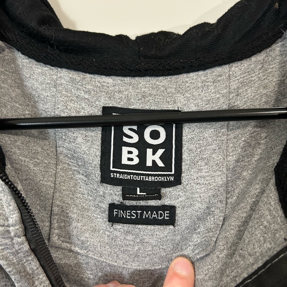 SOBK Gray and Black Zip-Up tech fleece Hoodie - Picture 2 of 4